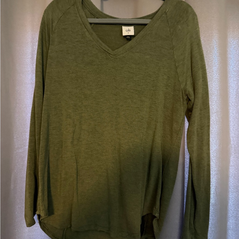 CAbi Forest Green Long Sleeve Top